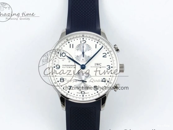 MIROTIME 0511 Casual Portuguese Chrono IW3716 Z+F 1:1 Best Edition White Dial on Blue Rubber Strap A 7016